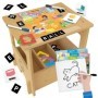 Birou din lemn cu diverse activitati educative de a scrie si desena 3-6 ani